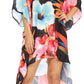 Sakkas Laisson Flowy Hi Low Caftan Rhinestone Boxy V Neck Dress Top Cover / Up