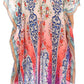 Sakkas Laisson Flowy Hi Low Caftan Rhinestone Boxy V Neck Dress Top Cover / Up
