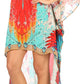 Sakkas Laisson Flowy Hi Low Caftan Rhinestone Boxy V Neck Dress Top Cover / Up