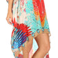Sakkas Laisson Flowy Hi Low Caftan Rhinestone Boxy V Neck Dress Top Cover / Up