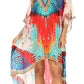 Sakkas Laisson Flowy Hi Low Caftan Rhinestone Boxy V Neck Dress Top Cover / Up