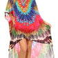Sakkas Laisson Flowy Hi Low Caftan Rhinestone Boxy V Neck Dress Top Cover / Up