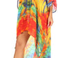 Sakkas Laisson Flowy Hi Low Caftan Rhinestone Boxy V Neck Dress Top Cover / Up