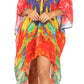 Sakkas Laisson Flowy Hi Low Caftan Rhinestone Boxy V Neck Dress Top Cover / Up