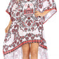 Sakkas Laisson Flowy Hi Low Caftan Rhinestone Boxy V Neck Dress Top Cover / Up