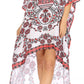 Sakkas Laisson Flowy Hi Low Caftan Rhinestone Boxy V Neck Dress Top Cover / Up