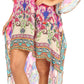 Sakkas Laisson Flowy Hi Low Caftan Rhinestone Boxy V Neck Dress Top Cover / Up