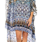 Sakkas Laisson Flowy Hi Low Caftan Rhinestone Boxy V Neck Dress Top Cover / Up