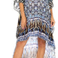 Sakkas Laisson Flowy Hi Low Caftan Rhinestone Boxy V Neck Dress Top Cover / Up