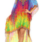 Sakkas Laisson Flowy Hi Low Caftan Rhinestone Boxy V Neck Dress Top Cover / Up