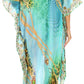 Sakkas Laisson Flowy Hi Low Caftan Rhinestone Boxy V Neck Dress Top Cover / Up