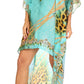 Sakkas Laisson Flowy Hi Low Caftan Rhinestone Boxy V Neck Dress Top Cover / Up