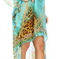 Sakkas Laisson Flowy Hi Low Caftan Rhinestone Boxy V Neck Dress Top Cover / Up