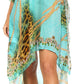 Sakkas Laisson Flowy Hi Low Caftan Rhinestone Boxy V Neck Dress Top Cover / Up