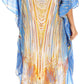 Sakkas Laisson Flowy Hi Low Caftan Rhinestone Boxy V Neck Dress Top Cover / Up