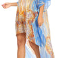 Sakkas Laisson Flowy Hi Low Caftan Rhinestone Boxy V Neck Dress Top Cover / Up