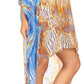 Sakkas Laisson Flowy Hi Low Caftan Rhinestone Boxy V Neck Dress Top Cover / Up