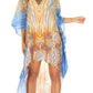 Sakkas Laisson Flowy Hi Low Caftan Rhinestone Boxy V Neck Dress Top Cover / Up