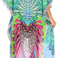 Sakkas Laisson Flowy Hi Low Caftan Rhinestone Boxy V Neck Dress Top Cover / Up