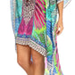 Sakkas Laisson Flowy Hi Low Caftan Rhinestone Boxy V Neck Dress Top Cover / Up