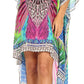 Sakkas Laisson Flowy Hi Low Caftan Rhinestone Boxy V Neck Dress Top Cover / Up
