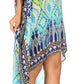 Sakkas Laisson Flowy Hi Low Caftan Rhinestone Boxy V Neck Dress Top Cover / Up