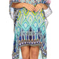 Sakkas Laisson Flowy Hi Low Caftan Rhinestone Boxy V Neck Dress Top Cover / Up