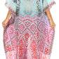 Sakkas Laisson Flowy Hi Low Caftan Rhinestone Boxy V Neck Dress Top Cover / Up