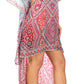 Sakkas Laisson Flowy Hi Low Caftan Rhinestone Boxy V Neck Dress Top Cover / Up
