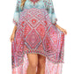 Sakkas Laisson Flowy Hi Low Caftan Rhinestone Boxy V Neck Dress Top Cover / Up