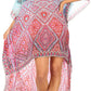 Sakkas Laisson Flowy Hi Low Caftan Rhinestone Boxy V Neck Dress Top Cover / Up
