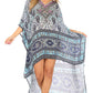 Sakkas Laisson Flowy Hi Low Caftan Rhinestone Boxy V Neck Dress Top Cover / Up