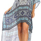 Sakkas Laisson Flowy Hi Low Caftan Rhinestone Boxy V Neck Dress Top Cover / Up