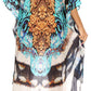 Sakkas Laisson Flowy Hi Low Caftan Rhinestone Boxy V Neck Dress Top Cover / Up