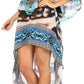 Sakkas Laisson Flowy Hi Low Caftan Rhinestone Boxy V Neck Dress Top Cover / Up