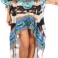 Sakkas Laisson Flowy Hi Low Caftan Rhinestone Boxy V Neck Dress Top Cover / Up