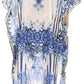 Sakkas Laisson Flowy Hi Low Caftan Rhinestone Boxy V Neck Dress Top Cover / Up
