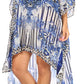 Sakkas Laisson Flowy Hi Low Caftan Rhinestone Boxy V Neck Dress Top Cover / Up