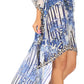 Sakkas Laisson Flowy Hi Low Caftan Rhinestone Boxy V Neck Dress Top Cover / Up