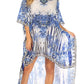 Sakkas Laisson Flowy Hi Low Caftan Rhinestone Boxy V Neck Dress Top Cover / Up