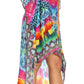 Sakkas Laisson Flowy Hi Low Caftan Rhinestone Boxy V Neck Dress Top Cover / Up