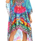 Sakkas Laisson Flowy Hi Low Caftan Rhinestone Boxy V Neck Dress Top Cover / Up