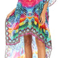 Sakkas Laisson Flowy Hi Low Caftan Rhinestone Boxy V Neck Dress Top Cover / Up