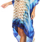 Sakkas Laisson Flowy Hi Low Caftan Rhinestone Boxy V Neck Dress Top Cover / Up