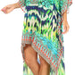 Sakkas Laisson Flowy Hi Low Caftan Rhinestone Boxy V Neck Dress Top Cover / Up