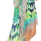 Sakkas Laisson Flowy Hi Low Caftan Rhinestone Boxy V Neck Dress Top Cover / Up