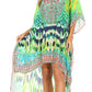 Sakkas Laisson Flowy Hi Low Caftan Rhinestone Boxy V Neck Dress Top Cover / Up