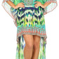Sakkas Laisson Flowy Hi Low Caftan Rhinestone Boxy V Neck Dress Top Cover / Up