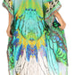 Sakkas Laisson Flowy Hi Low Caftan Rhinestone Boxy V Neck Dress Top Cover / Up