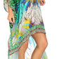 Sakkas Laisson Flowy Hi Low Caftan Rhinestone Boxy V Neck Dress Top Cover / Up